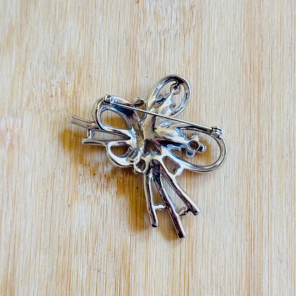 VTG Joseph Wiesner Art Deco Brooch Pin Rhinestone Silver Baguettes Marquise Rare